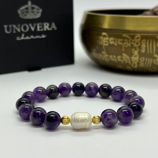 Fresh Water Pearl & Amethyst for Positivity, Relieves Stress and Healing