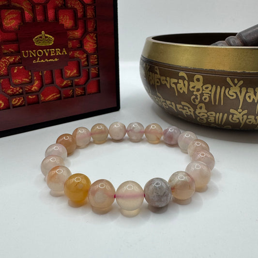 Sakura Agate Feng Shui Bracelet for Emotional Healing, Reduce Stress & Good Luck