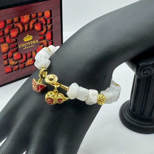 Moonstone w/ Money Bar and Wu Lou for Longevity, Prosperity & Relieve Stress