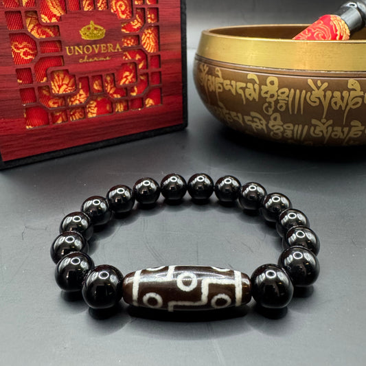 Nine Eyed Onyx with 10mm Black Onyx for Boost Financial, Success & Protection