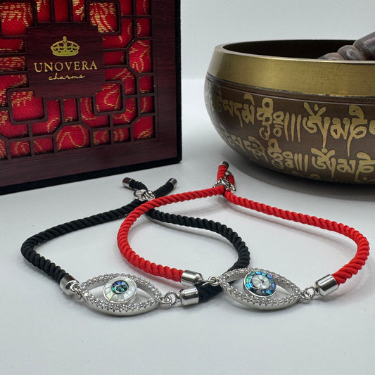 Red or Black String w/ Evil Eye for Good Fortune - Strength - Protection against Negative