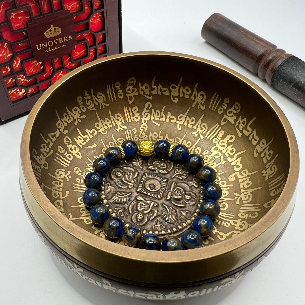 Plain Blue Sapphire or with 24k Gold Money Ball for Decision Making Power - Mental Strength