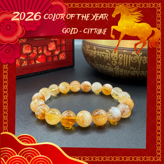 2026 Color of the Year Gold-Citrine Feng Shui Charm for Abundance & Success