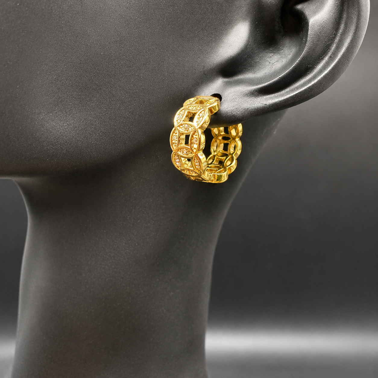 Lucky Coin Earring for Money Catcher  Gold Swarovski