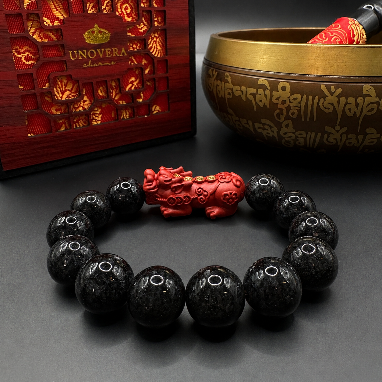 Black Jade (Premium) w/ Cinnabar Piyao for Wealth, Health & Success