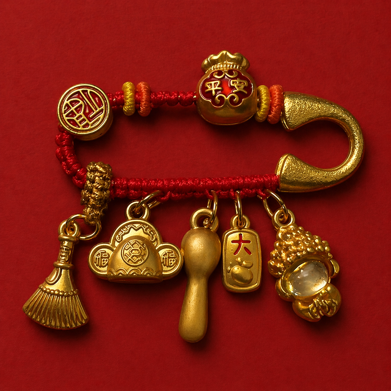 Year of the Snake Charm 12mm w/ Free Lucky Pin for Good Fortune, Balance & Protection