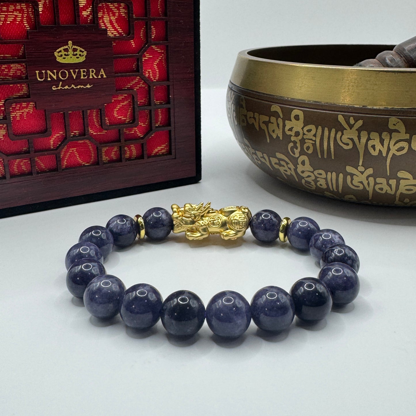 Purple Jade w/ Piyao for Wealth, Healing & Protection