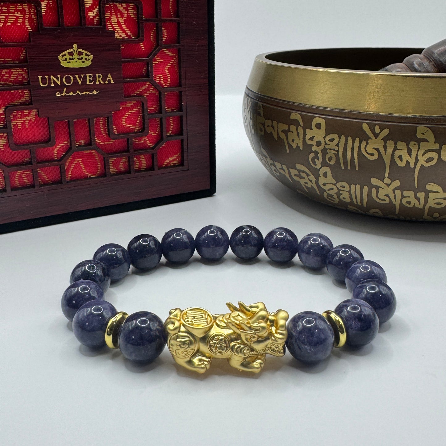 Purple Jade w/ Piyao for Wealth, Healing & Protection