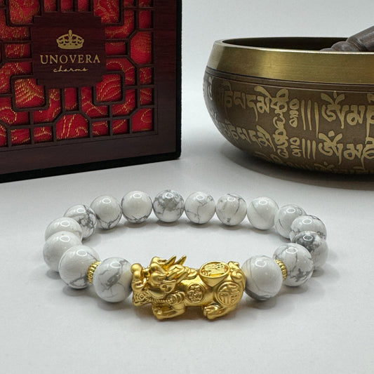 Howlite with 24K PiYao for Healing-Patience-Attract Wealth