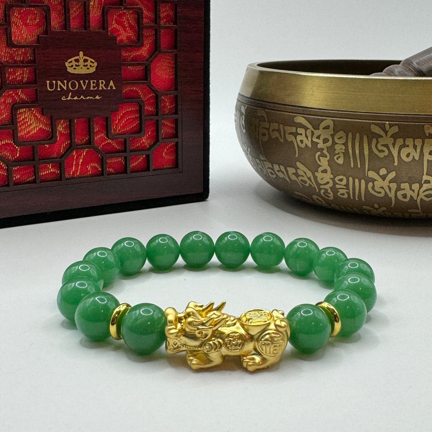 Green Jade w/ 24k PiYao for Good Luck-Health-Wealth