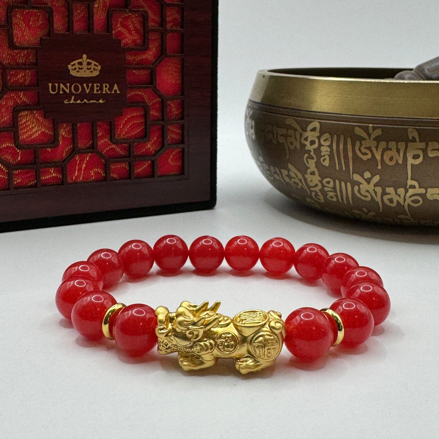 Ruby with 24K Gold PiYao for Wealth, Protection from Negativity and Anti-Stress