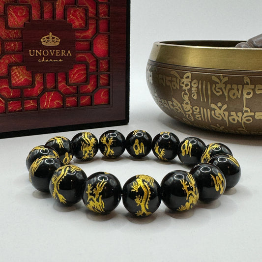 2024 Year of the Dragon 12mm/14mm Black Onyx Dragon - Attract Prosperity