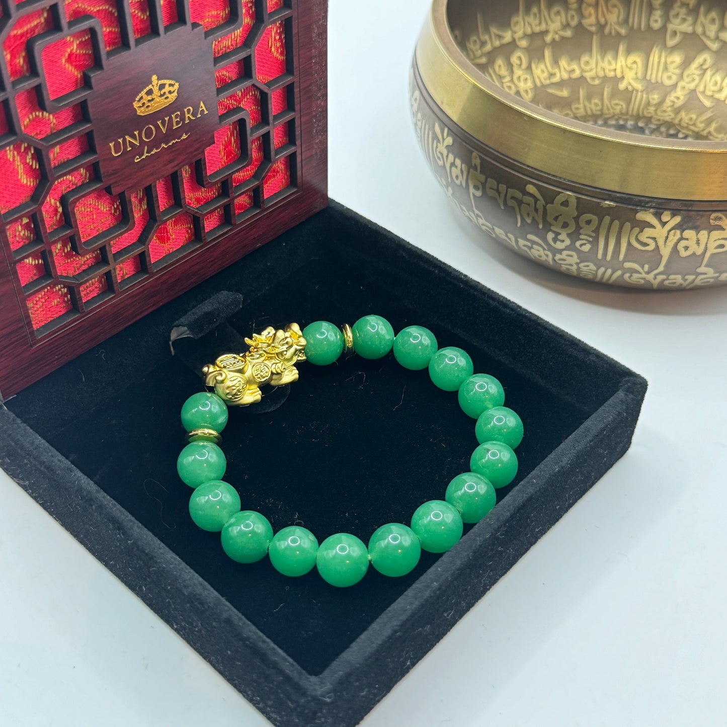 Green Jade w/ 24k PiYao for Good Luck-Health-Wealth