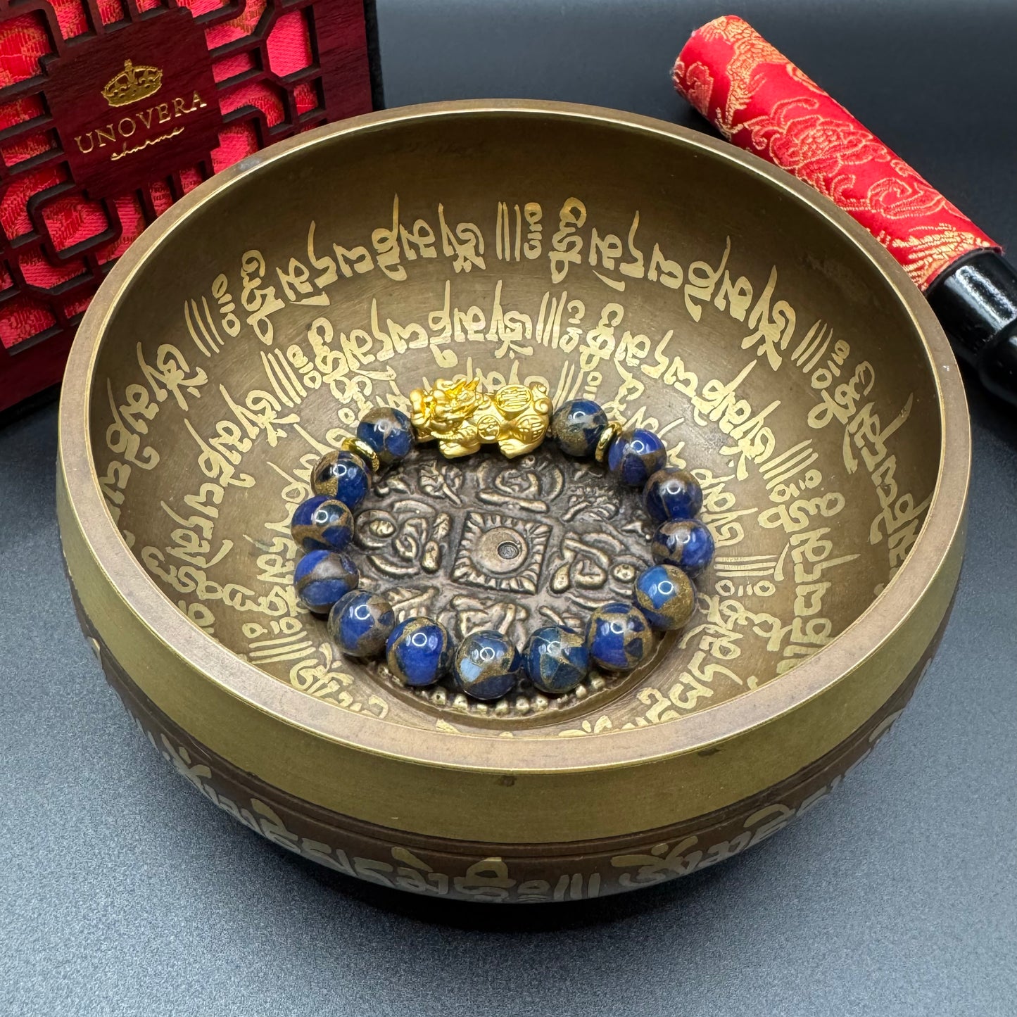 Blue Sapphire with 24k Gold PiYao for Decision Making Power - Mental Strength