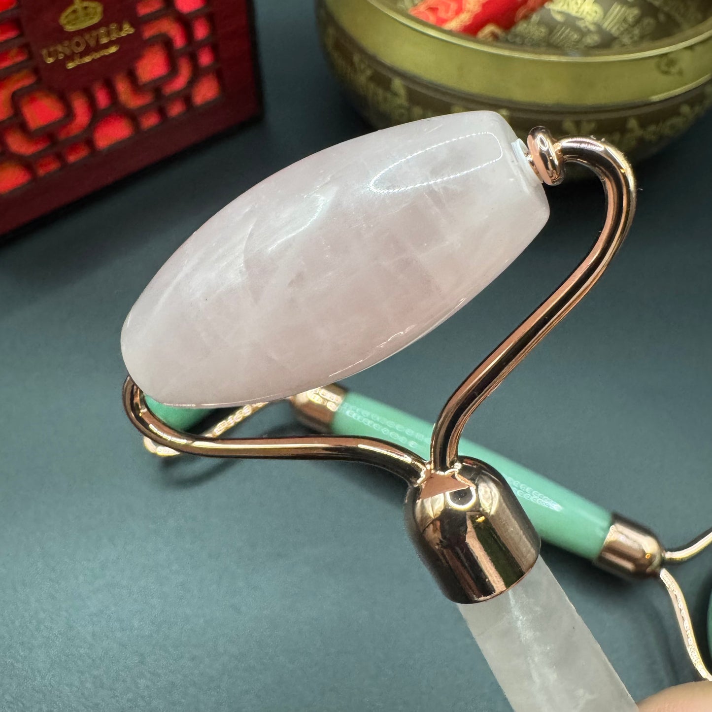 Authentic Jade & Rose Quartz Face Rollers for improve circulation and reduce wrinkles