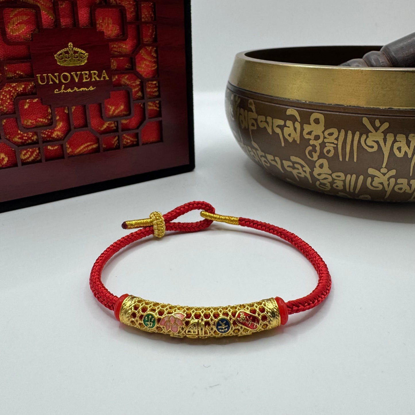 Red String with Gold Baifu Collection for Luck, Prosperity and Strong Protection