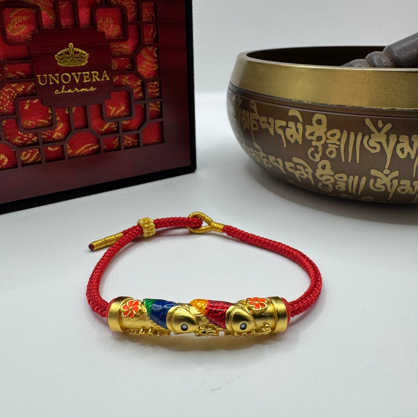 Red String with Gold Baifu Collection for Luck, Prosperity and Strong Protection