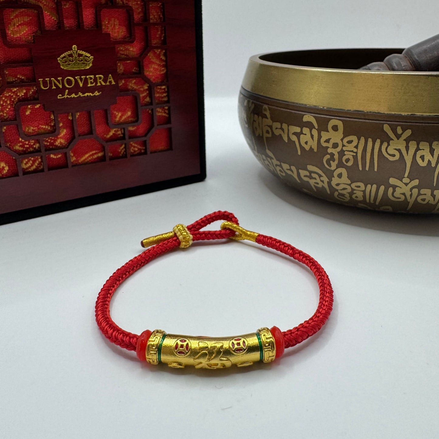 Red String with Gold Baifu Collection for Luck, Prosperity and Strong Protection