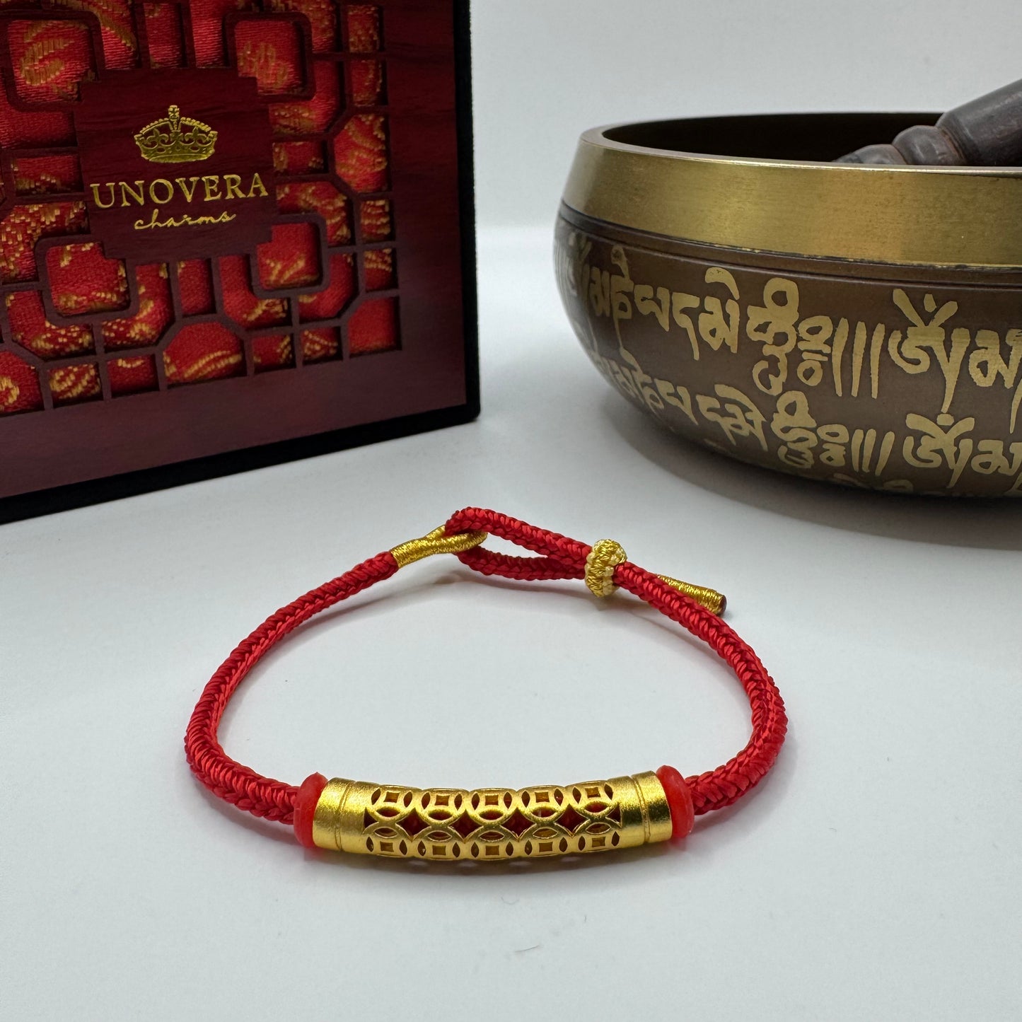 Red String with Gold Baifu Collection for Luck, Prosperity and Strong Protection