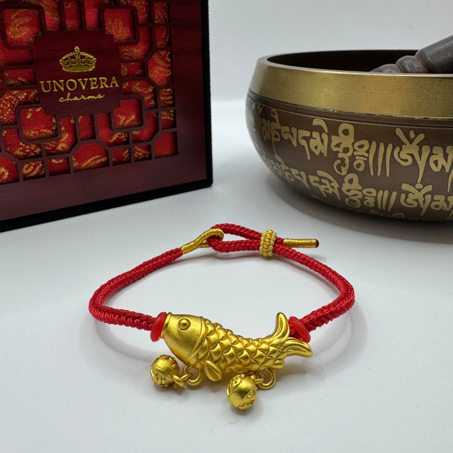 Red String with Gold Baifu Collection for Luck, Prosperity and Strong Protection