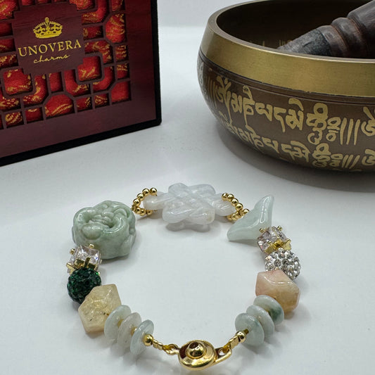 Jade Buddha, Mystic Knot & Money bar for Good Fortune, Wealth & Health