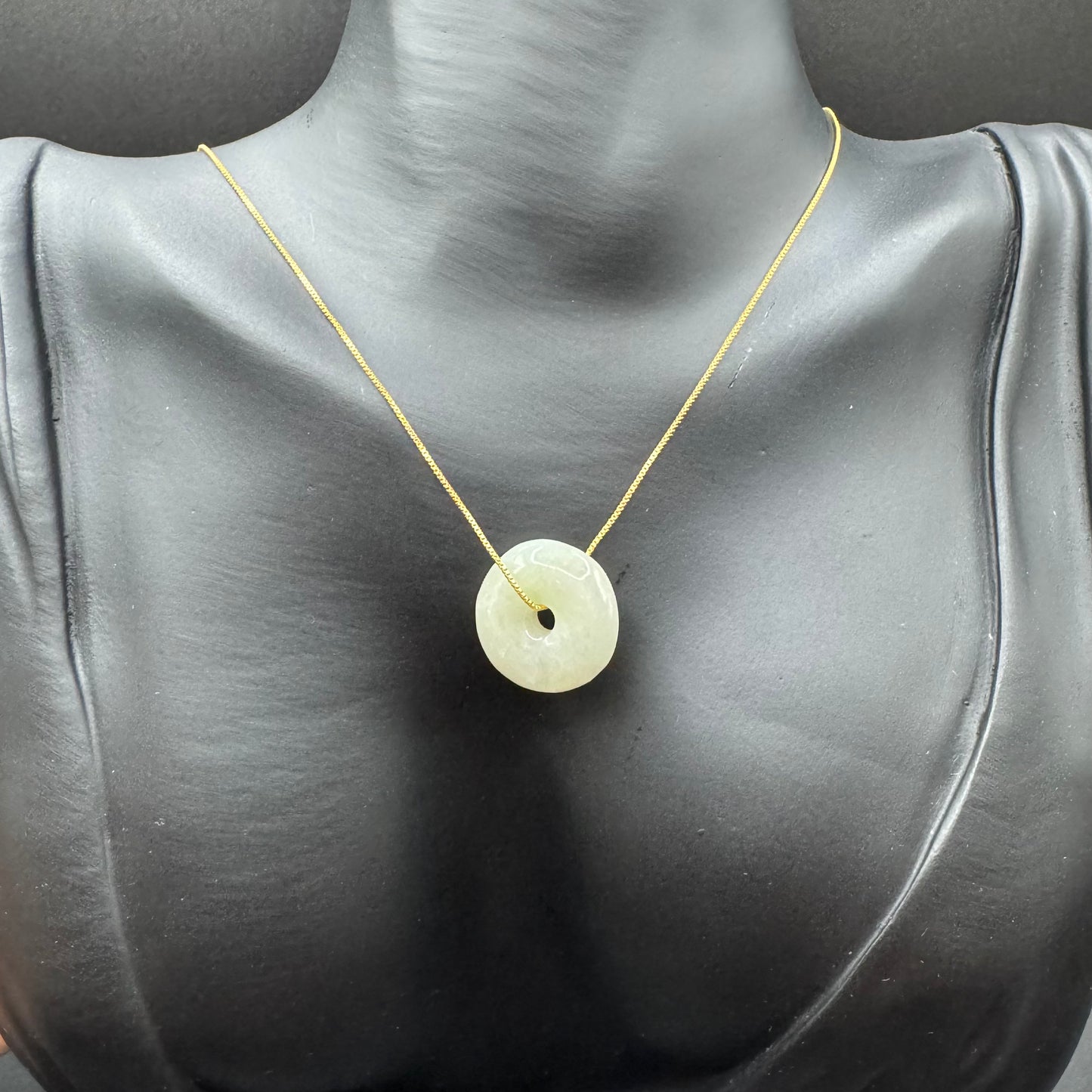 Jade Donut Pendant Necklace for Good Fortune, Health & Protection