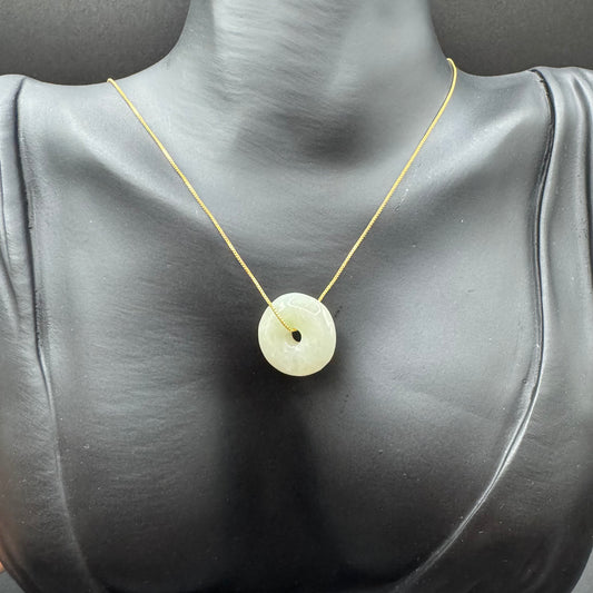Jade Donut Pendant Necklace for Good Fortune, Health & Protection