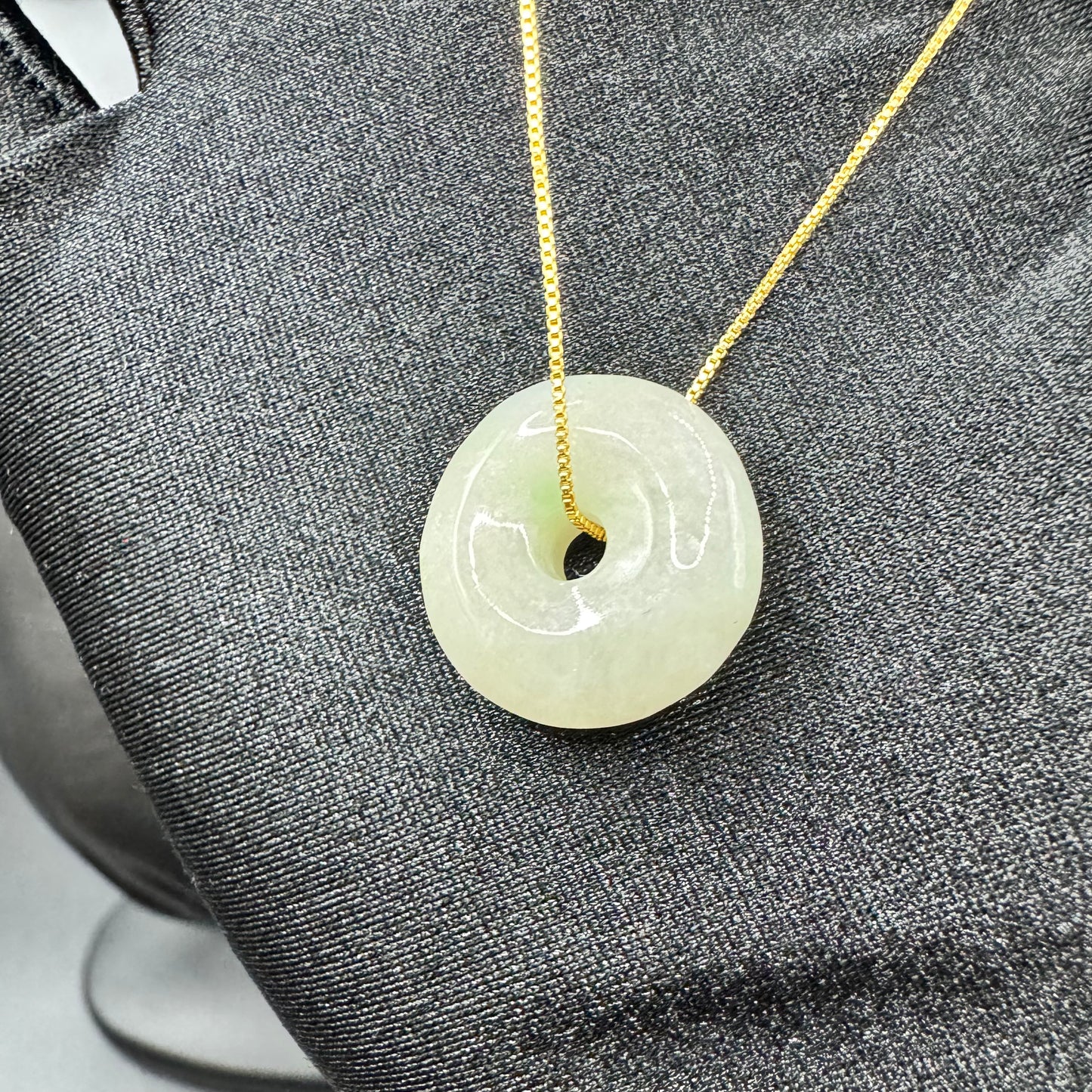 Jade Donut Pendant Necklace for Good Fortune, Health & Protection