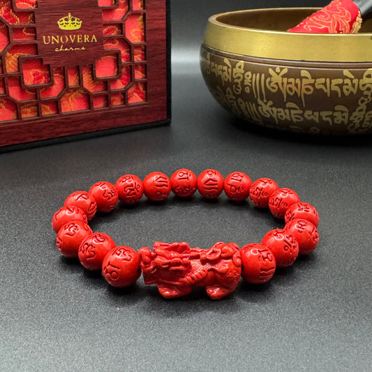 10mm Cinnabar Mantra w/ Cinnabar Piyao for Wealth, Health & Business Success