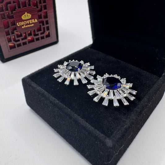 Sinag Sapphire & Swarovski Crystal Earrings