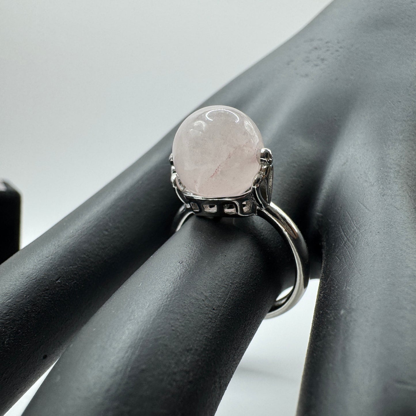 Natural 10mm Stone Ring with Stainless Steel Band