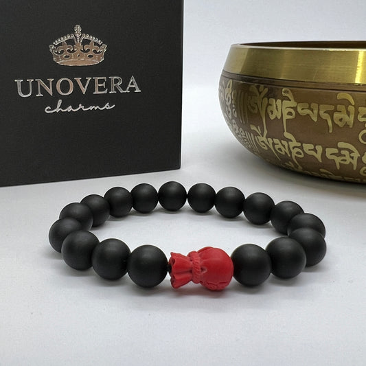 Matte Black Onyx with Money Bag Cinnabar for Protection-Prosperity-Wealth-Success