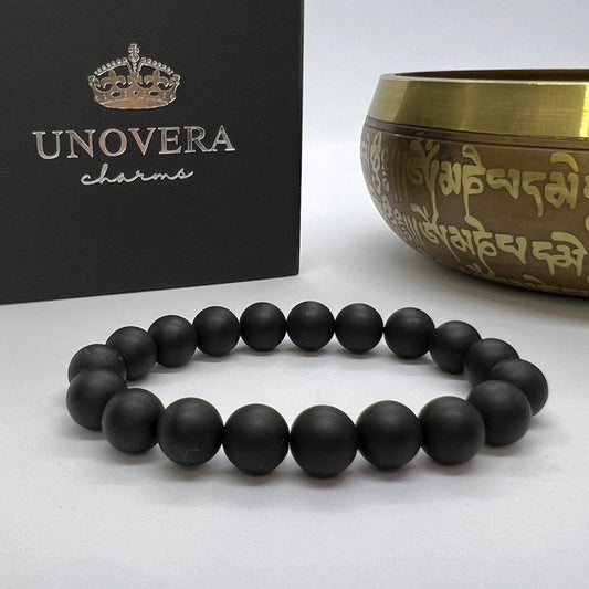 Matte Black Onyx Feng Shui Bracelet for Protection-Strength-Will Power