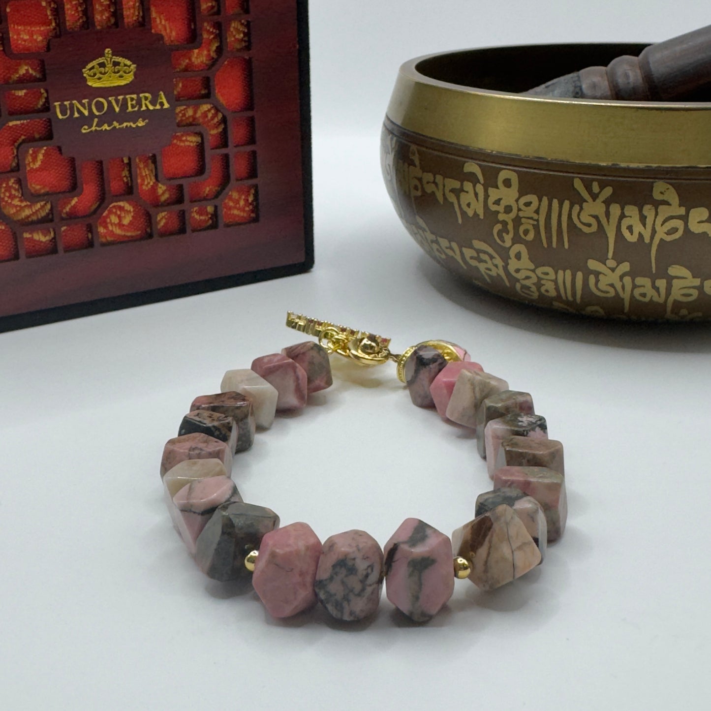 Black Pink Rhodonite w/ Money Bar and Money Tree for Wealth, Prosperity & Longevity