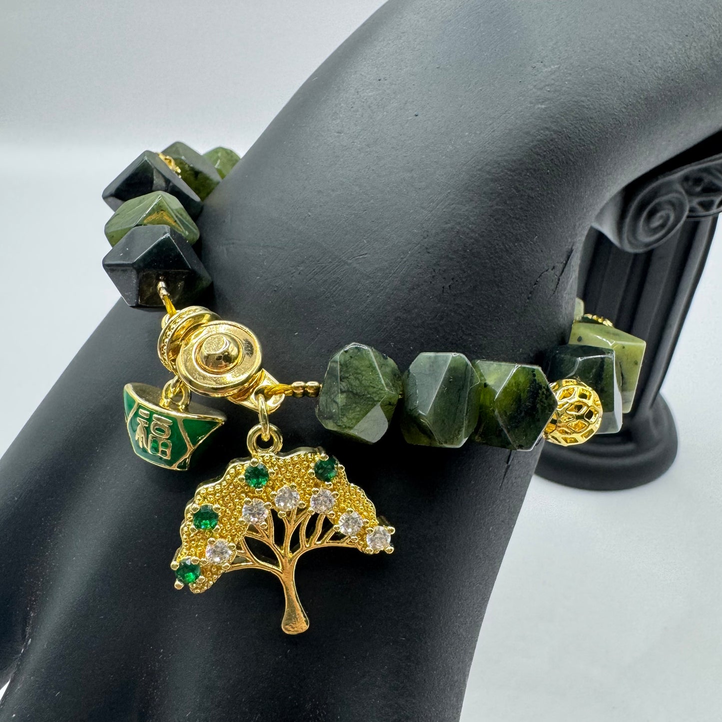 Canadian Jade w/ Moneybag and Money Tree for Longevity, Abundance & Love