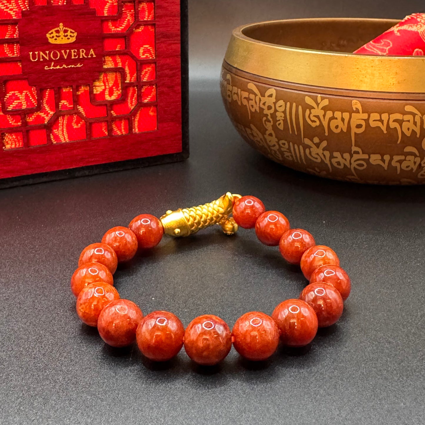Premium Brown Jade with Koi Fish for Good Fortune, Prosperity, Grounding & Stability