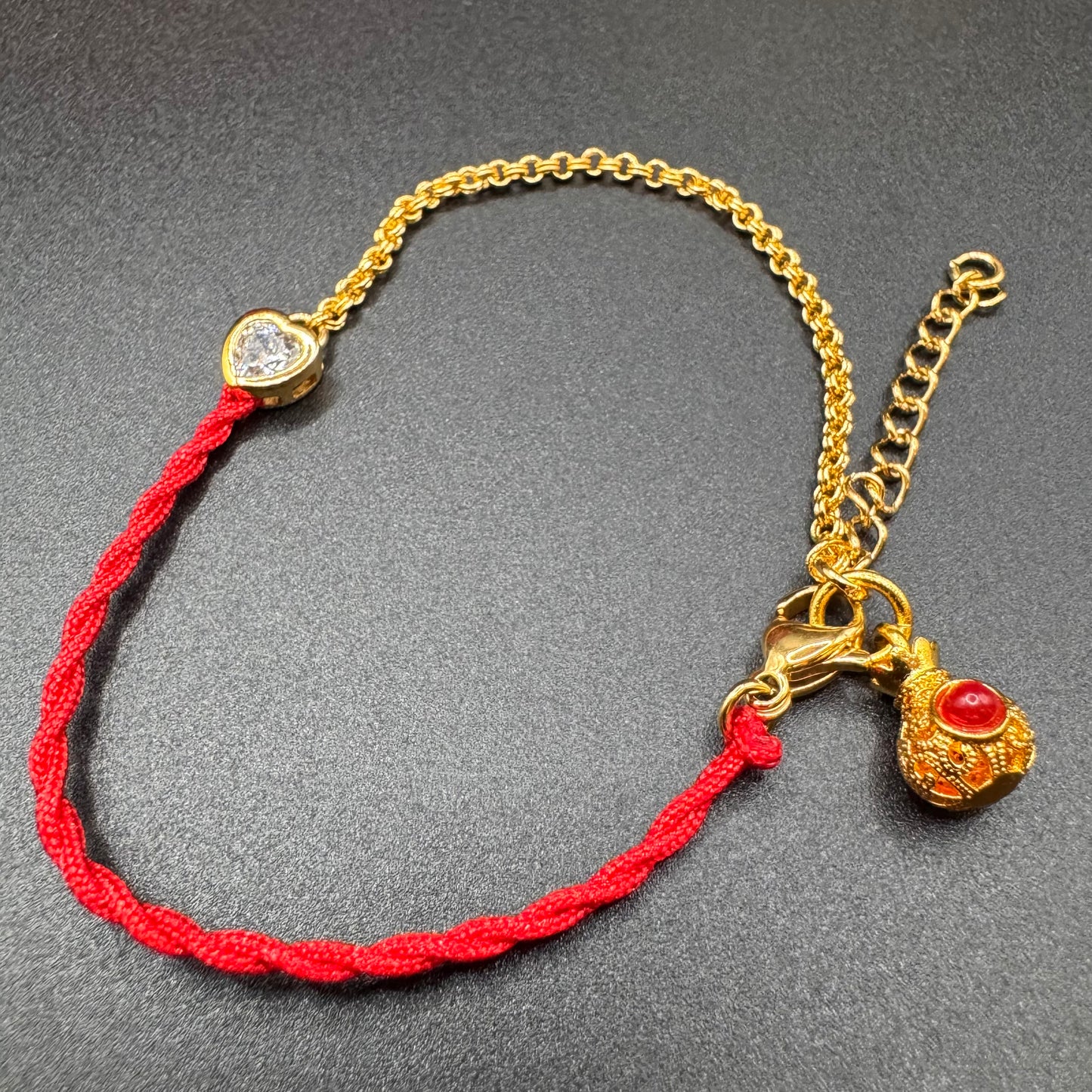 Red String w/ Swarovski Heart &  for Abundance - Prosperity - Protection against Negative
