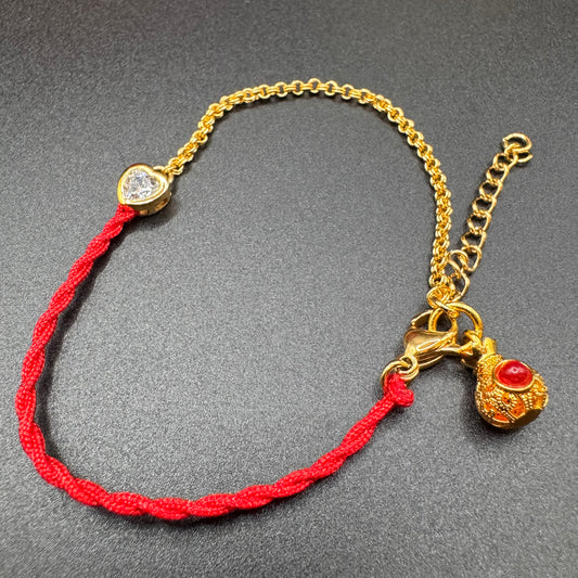 Red String w/ Swarovski Heart &  for Abundance - Prosperity - Protection against Negative