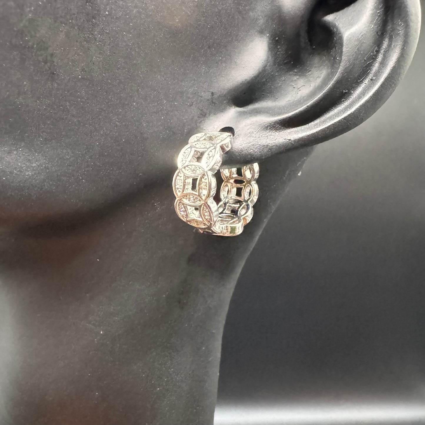 Lucky Coin Earring for Money Catcher White Gold Swarovski