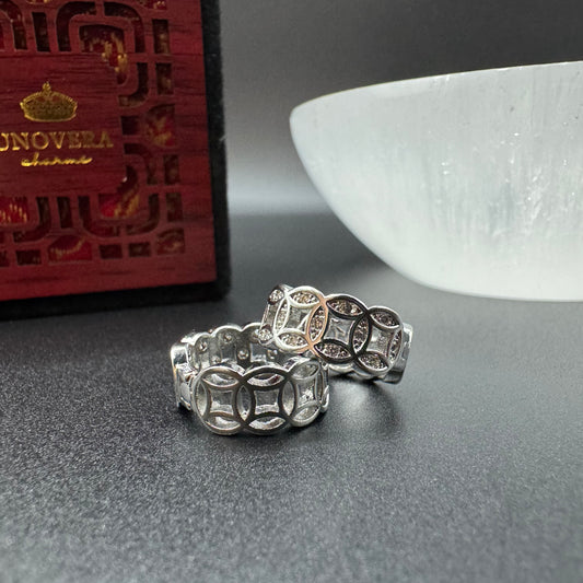 Lucky Coin Earring for Money Catcher White Gold Swarovski