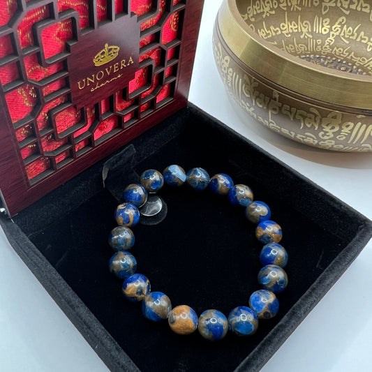 Plain Blue Sapphire or with 24k Gold Money Ball for Decision Making Power - Mental Strength