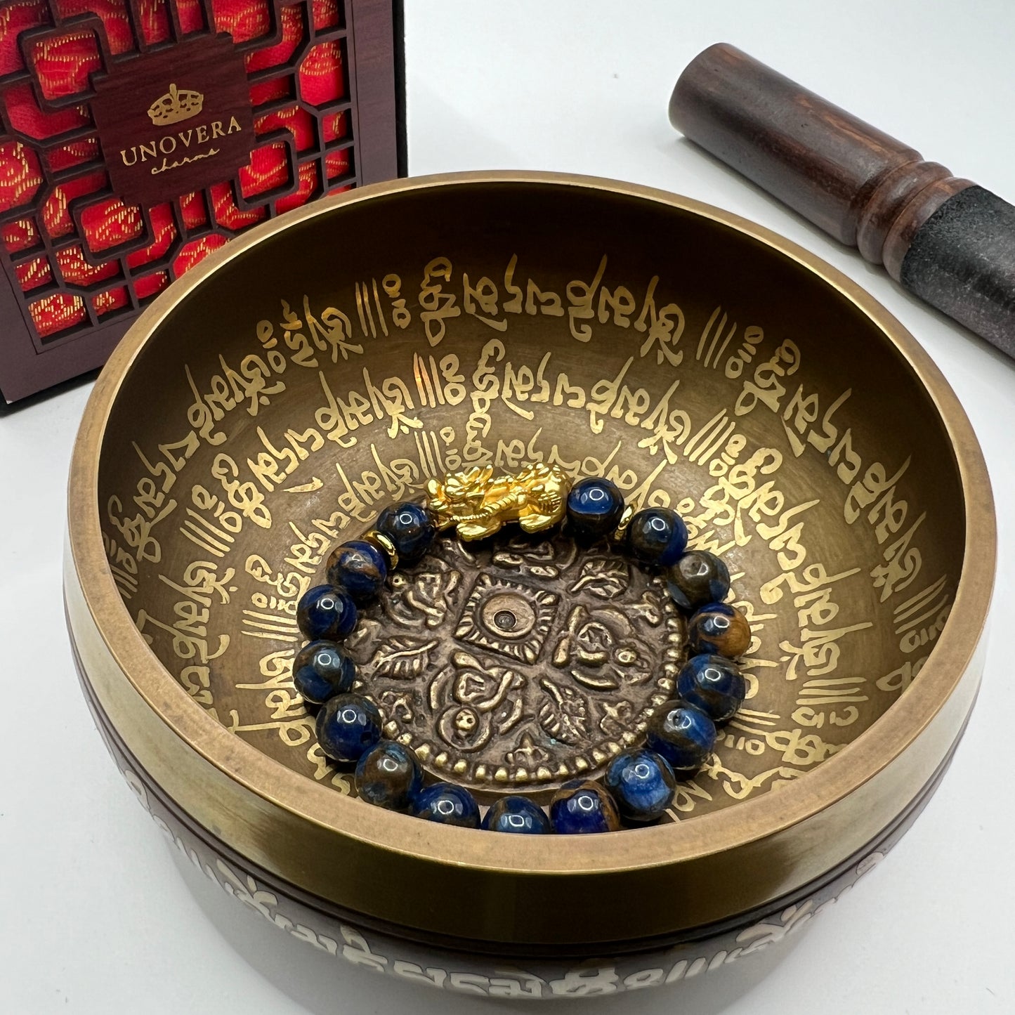 Blue Sapphire with 24k Gold PiYao for Decision Making Power - Mental Strength