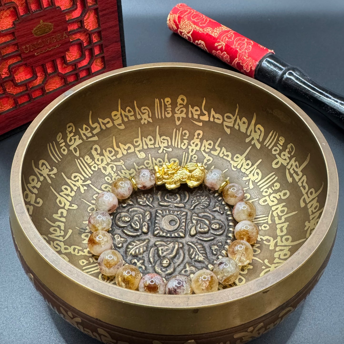 Citrine with 24K Gold PiYao for Abundance - Success - Good Fortune