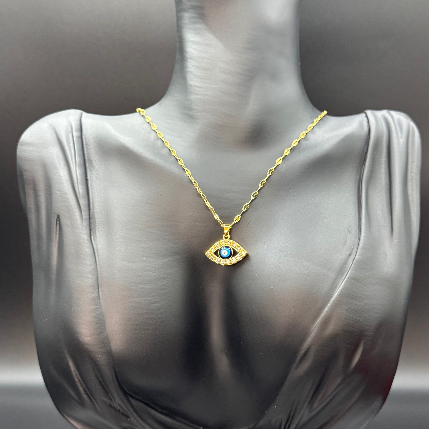 Blue Evil Eye Necklace EYE - for Protection against Evil Eye, Good Luck & Good Karma