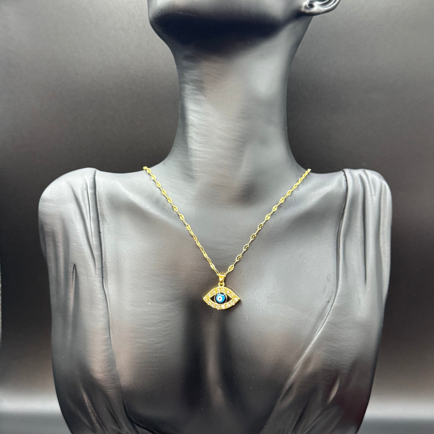 Blue Evil Eye Necklace EYE - for Protection against Evil Eye, Good Luck & Good Karma