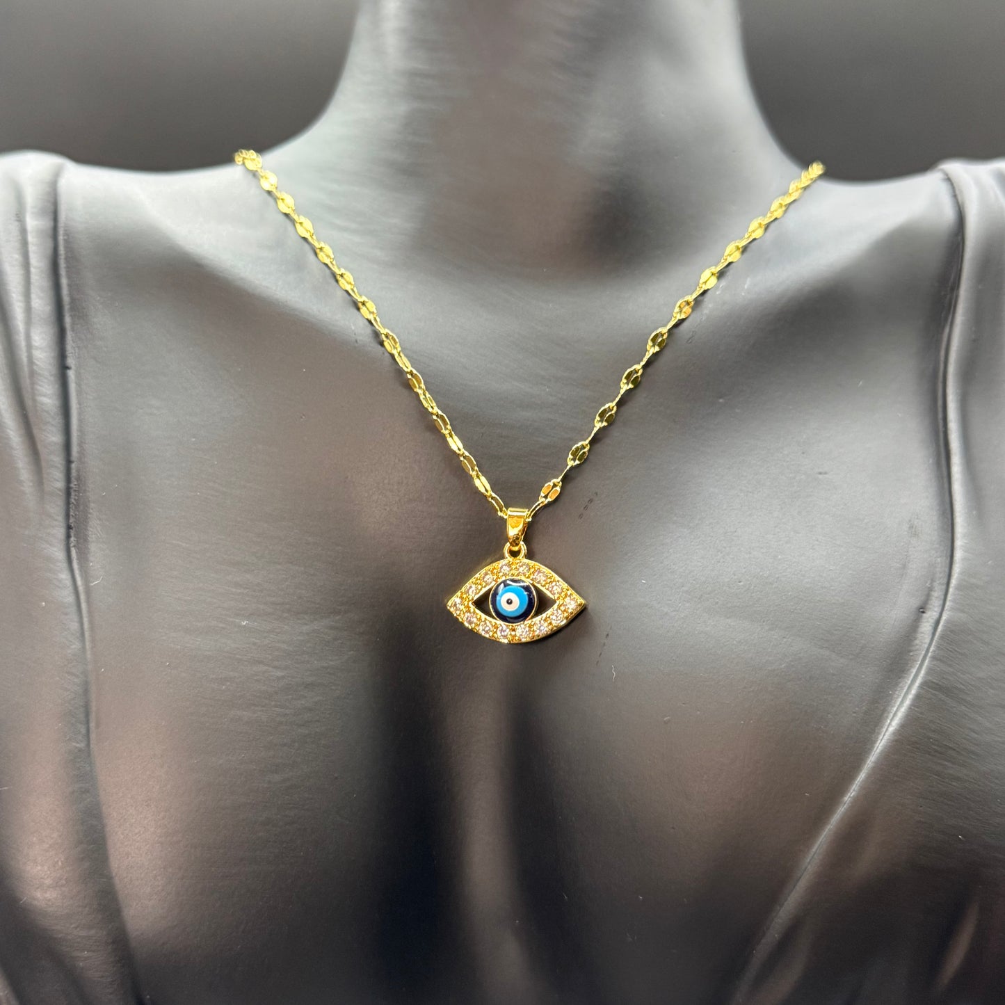 Blue Evil Eye Necklace EYE - for Protection against Evil Eye, Good Luck & Good Karma