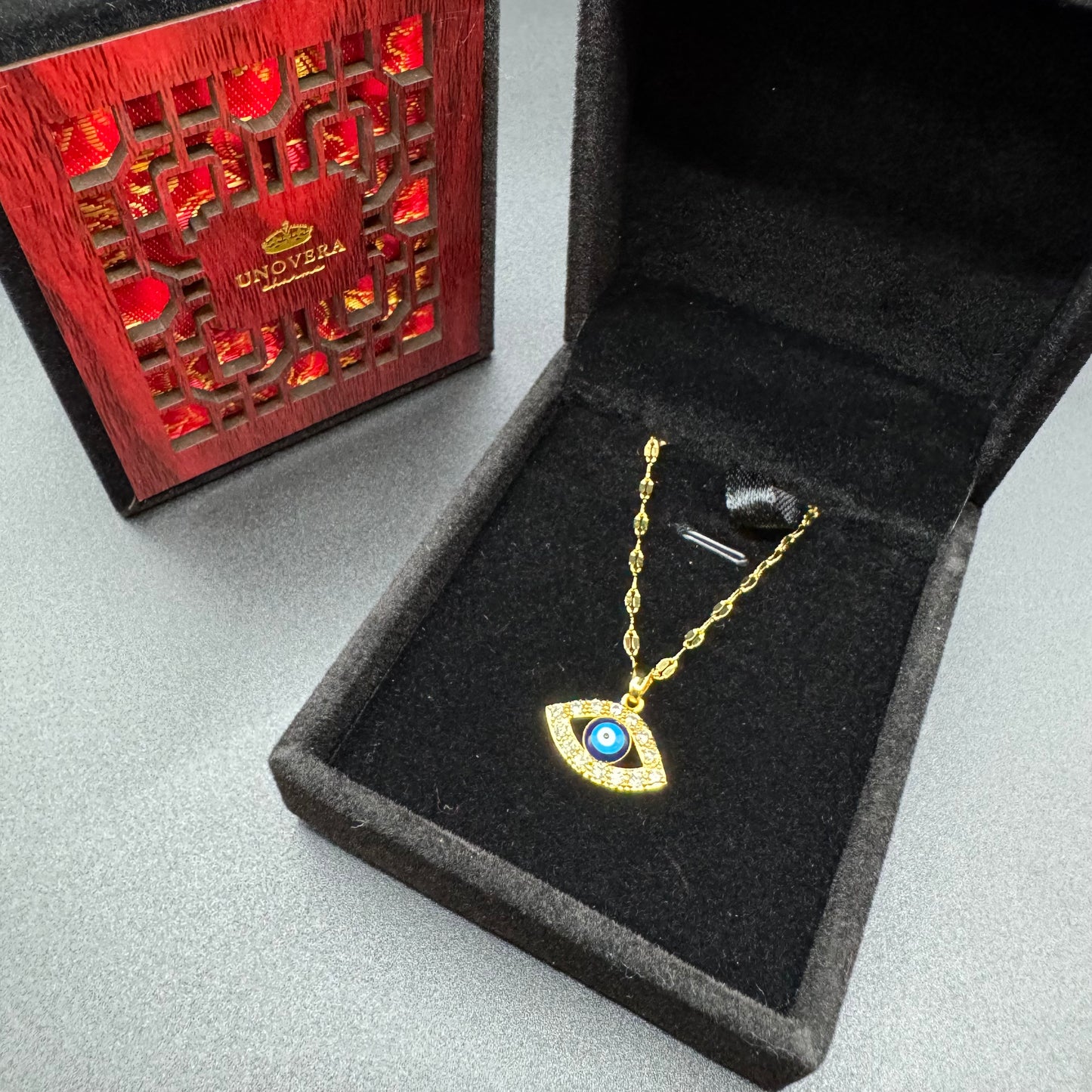 Blue Evil Eye Necklace EYE - for Protection against Evil Eye, Good Luck & Good Karma