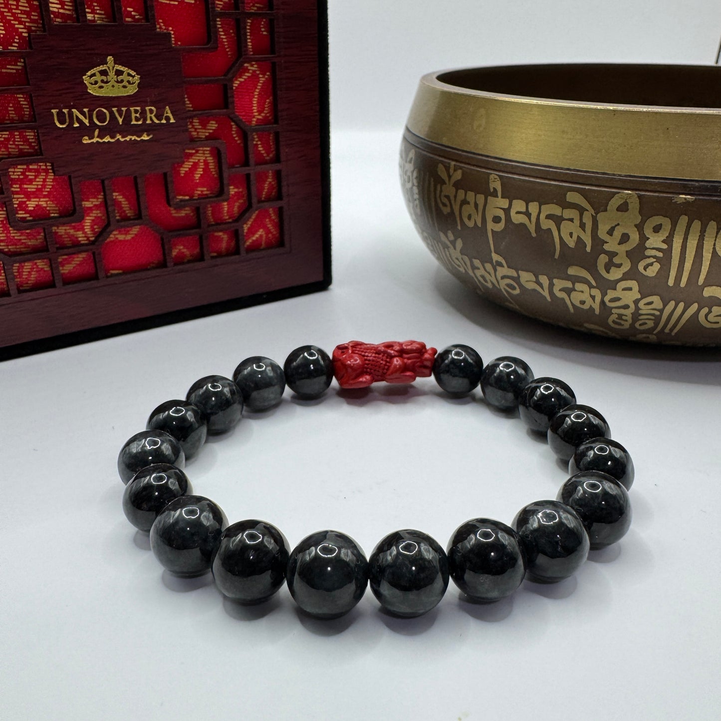 Black Jade (Premium) w/ Cinnabar Piyao for Wealth, Health & Strong Protection