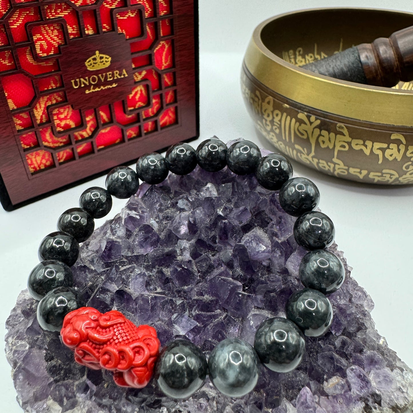 Black Jade (Premium) w/ Cinnabar Piyao for Wealth, Health & Strong Protection