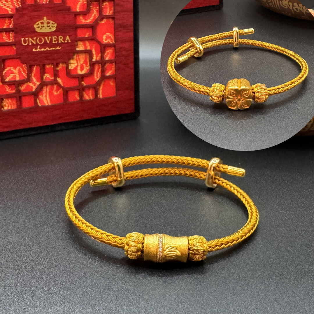 Gold String with Gold Bamboo/Lotus Collection for Luck, Prosperity & Protection